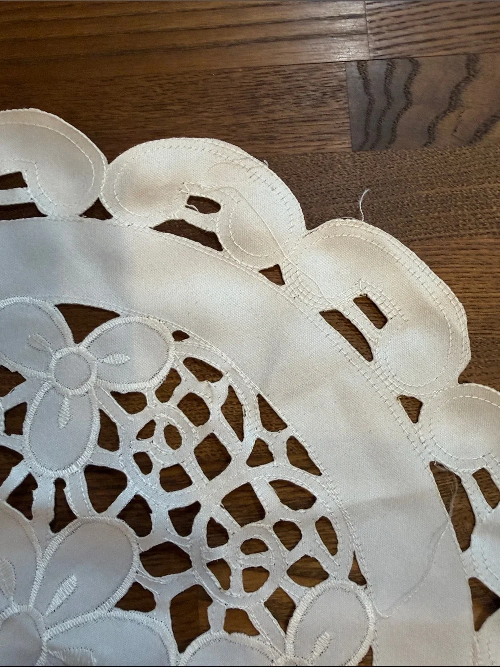 Source Unknown White Floral Cutwork Decorative Doily